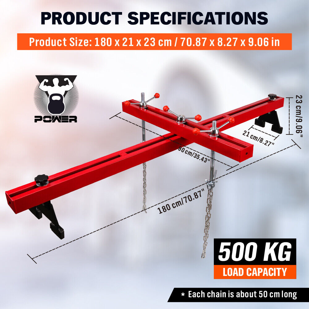 Heavy duty double-deck engine support bar with 500 KG load capacity for engine transmission repairs