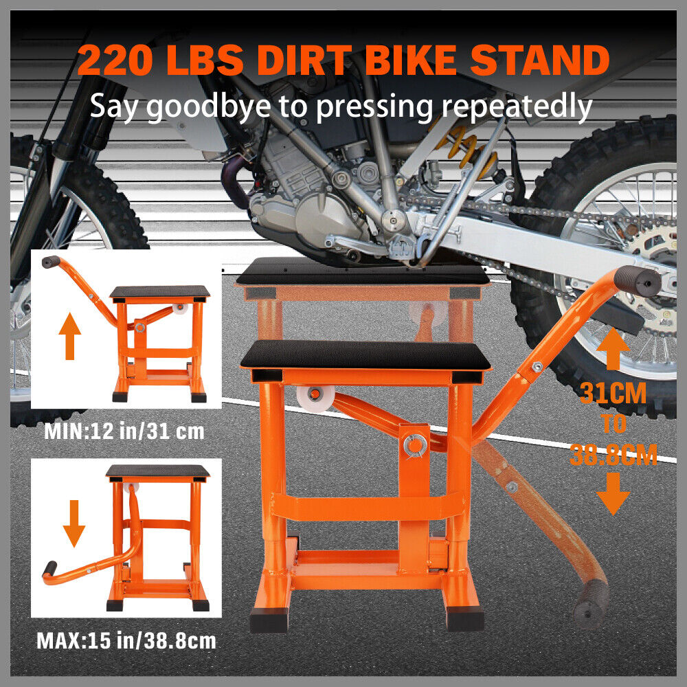 HORUSDY 220Lbs Motorbike Jack Lift Crank Lift Manual Repair Clean Hoist Table - Adjustable Height Stand for Dirt Bikes