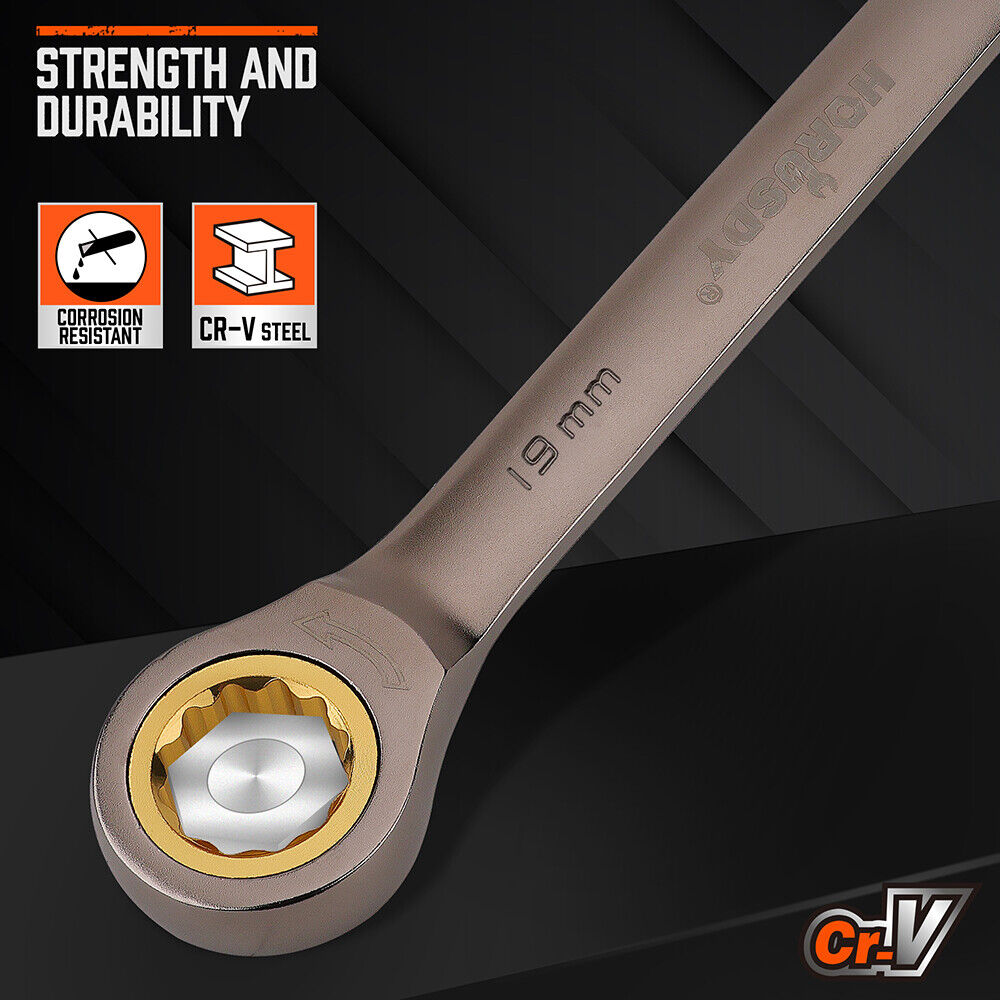 HORUSDY Metric Ratchet Spanner Set Nickel Plated Ratchet Spanners