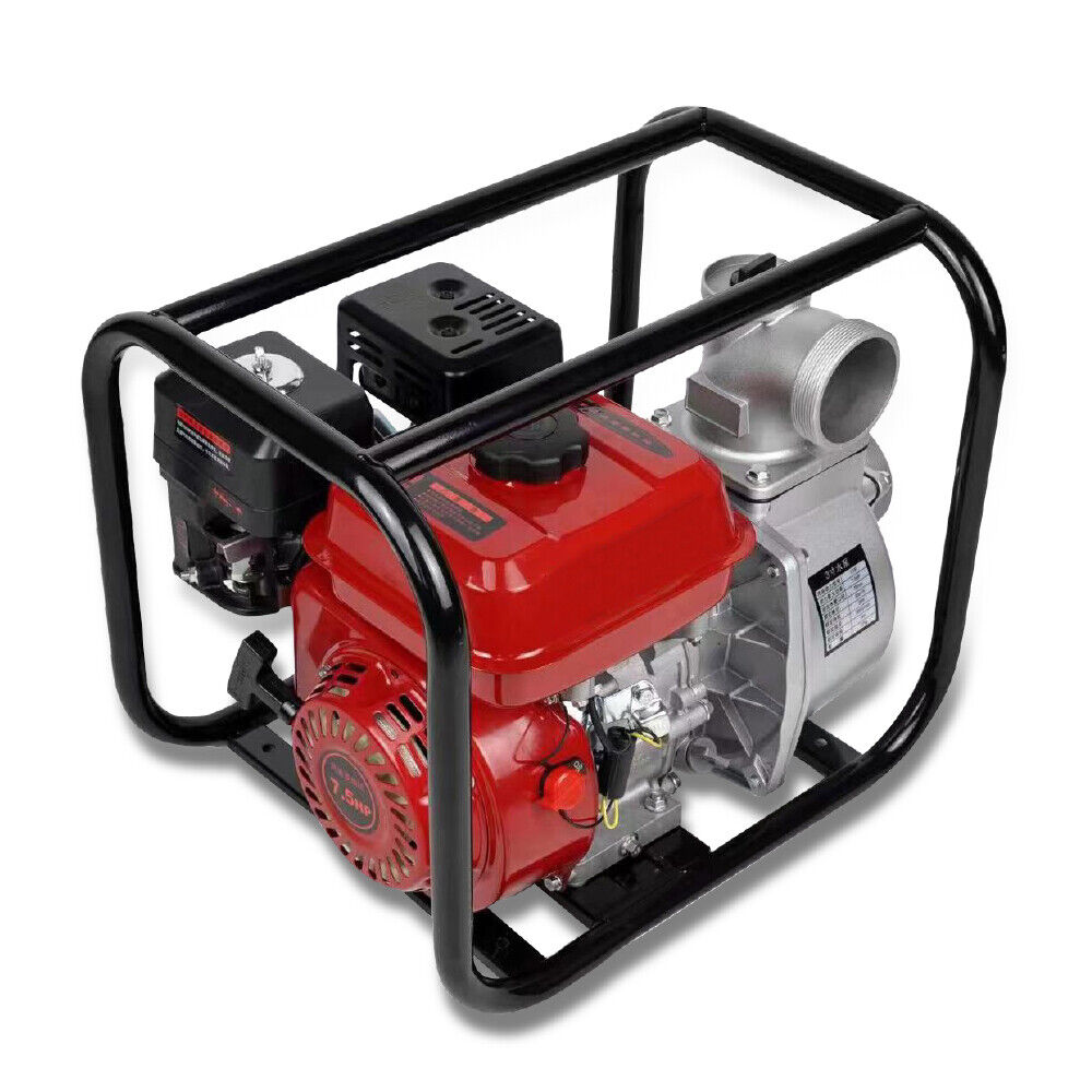 Gasoline water pump with 6.5HP engine, 60m³/h flow rate, 3-inch outlet, perfect for large-scale irrigation and water transfer.