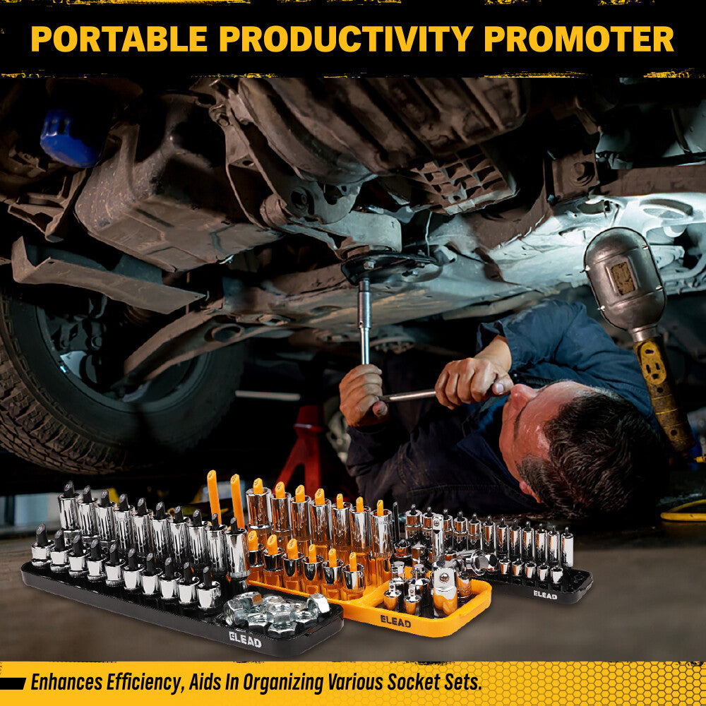 "ELEAD Magnetic Socket Organizer Tray Set for Efficient Tool Storage and Wall Mounting