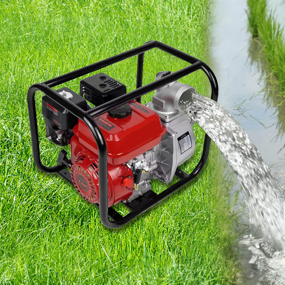 Gasoline water pump with 6.5HP engine, 60m³/h flow rate, 3-inch outlet, perfect for large-scale irrigation and water transfer.
