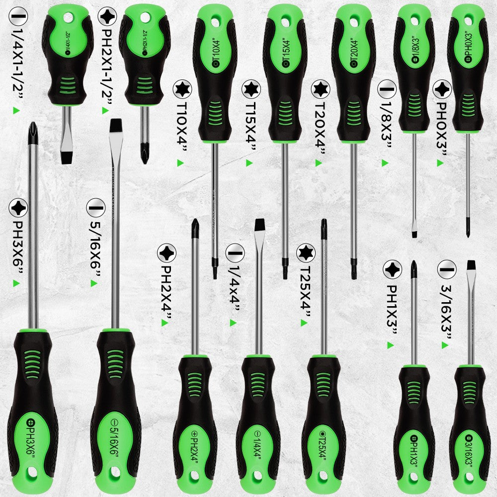 86-piece magnetic screwdriver and nut driver set with replaceable bits, ratcheting handle, and organized storage case for repair and home use