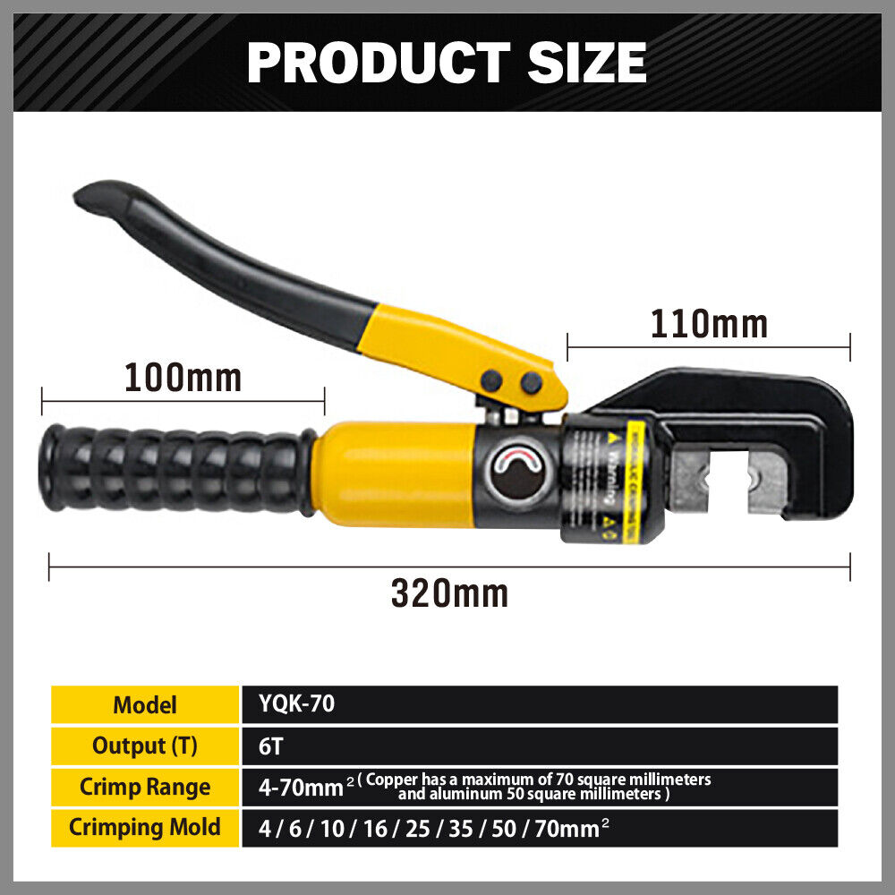 HORUSDY 6 Ton Hydraulic Crimper Battery Wire Cable Lug Terminal Crimping Tool