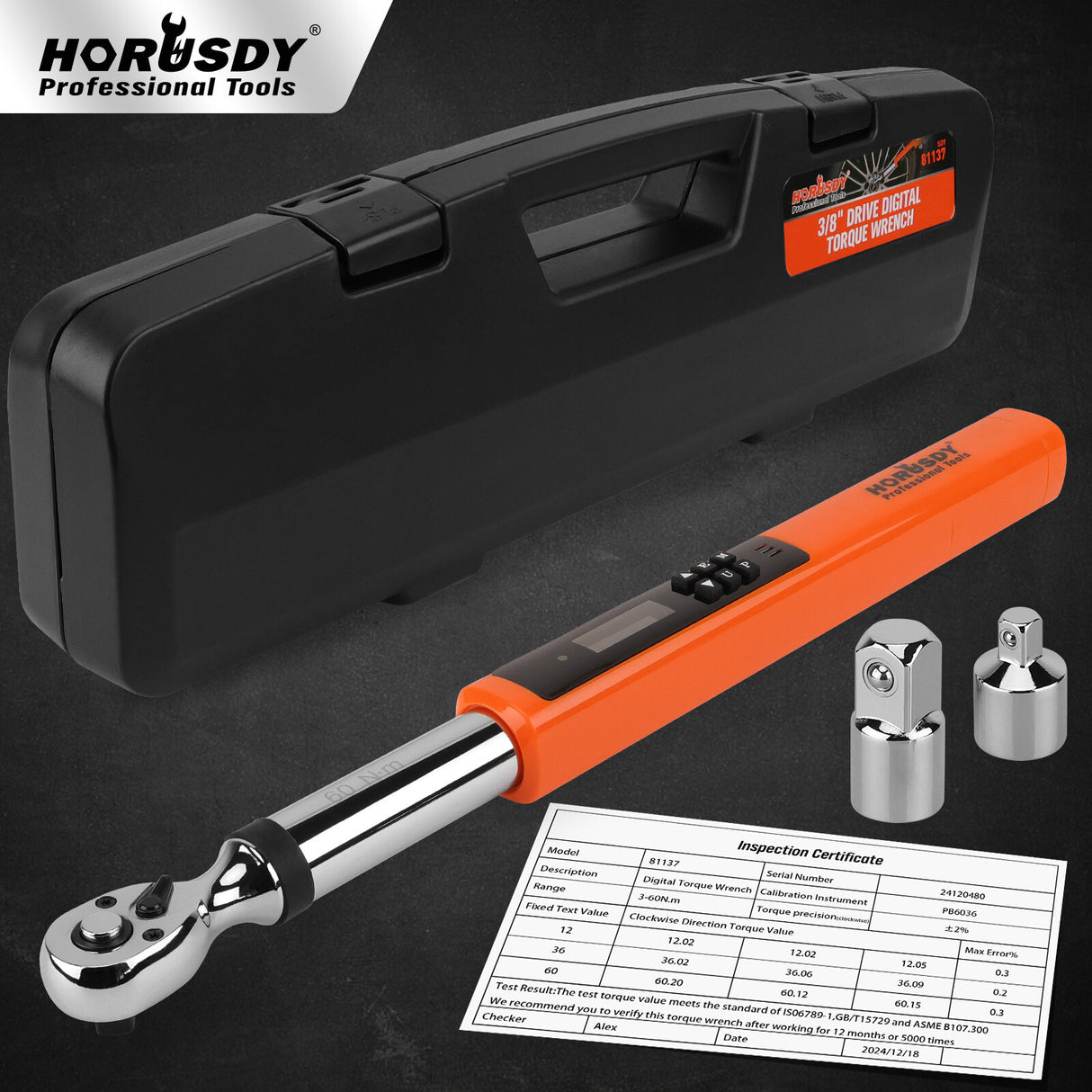 Professional digital torque wrench with bidirectional measurement, 4-unit switching & ISO-certified calibration - HORUSDY Tools Australia