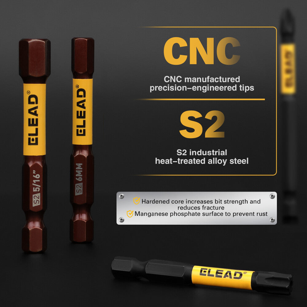 ELEAD 38-piece magnetic screwdriver bit set with storage rail and S2 steel bits