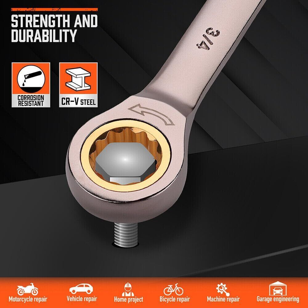 HORUSDY 6-32MM Ratchet Spanner Nickel Plating Ratcheting Spanners Metric Wrench