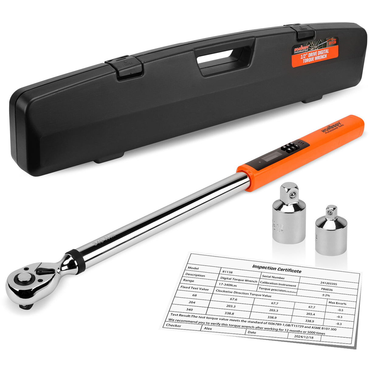 Professional 1/2-inch drive digital torque wrench with bidirectional measurement & ISO-certified calibration - HORUSDY Tools Australia