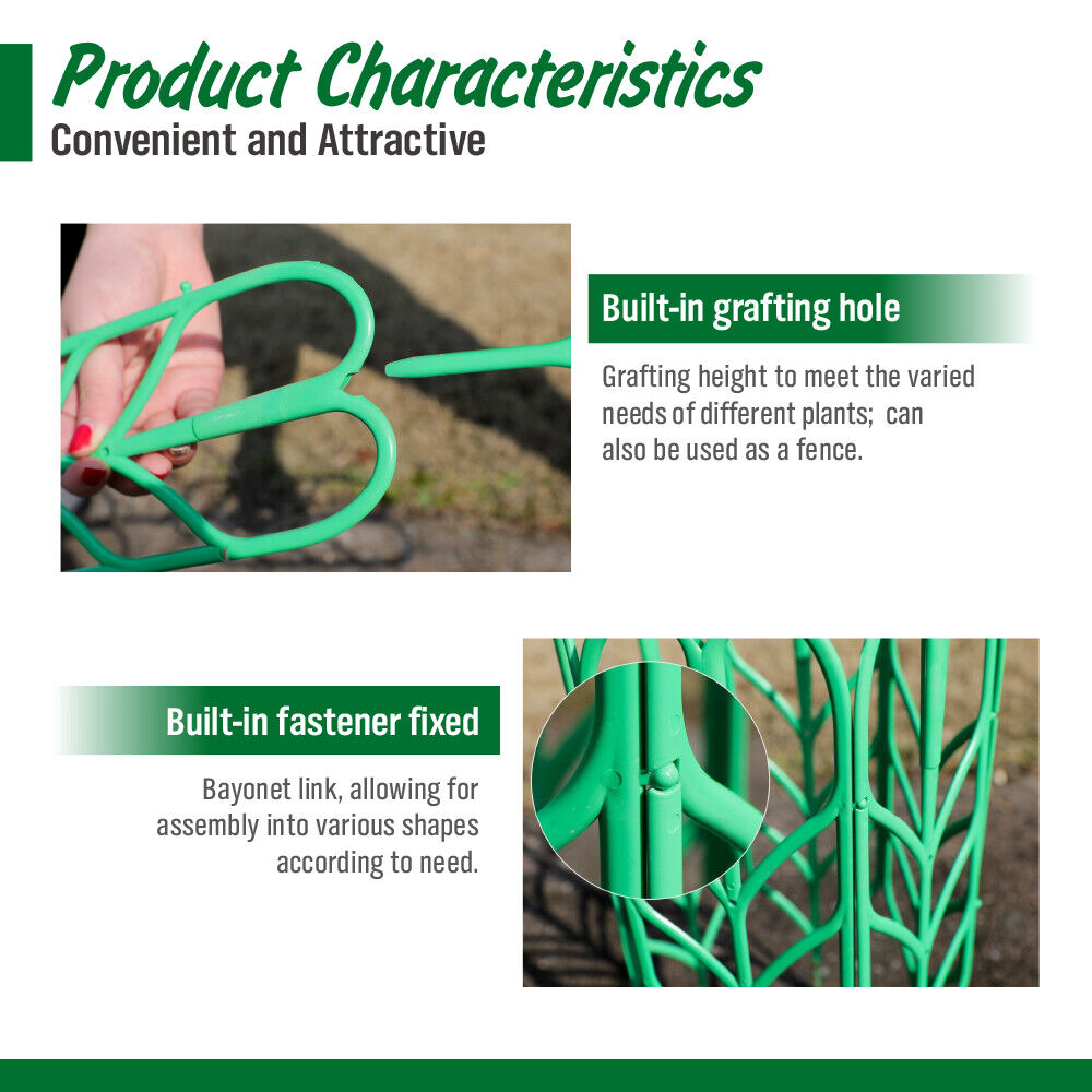 Green metal trellis for climbing indoor plants, leaf-shaped, rust-resistant, 35.5 cm high