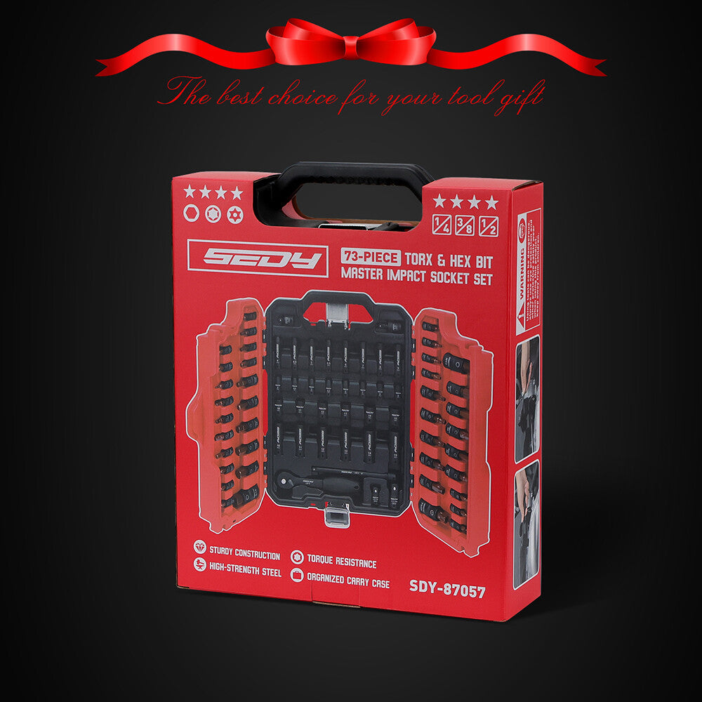 SEDY 39-Piece Torx & Hex Bit Master Impact Socket Set with S2 Alloy Steel for Automotive and Machine Repair