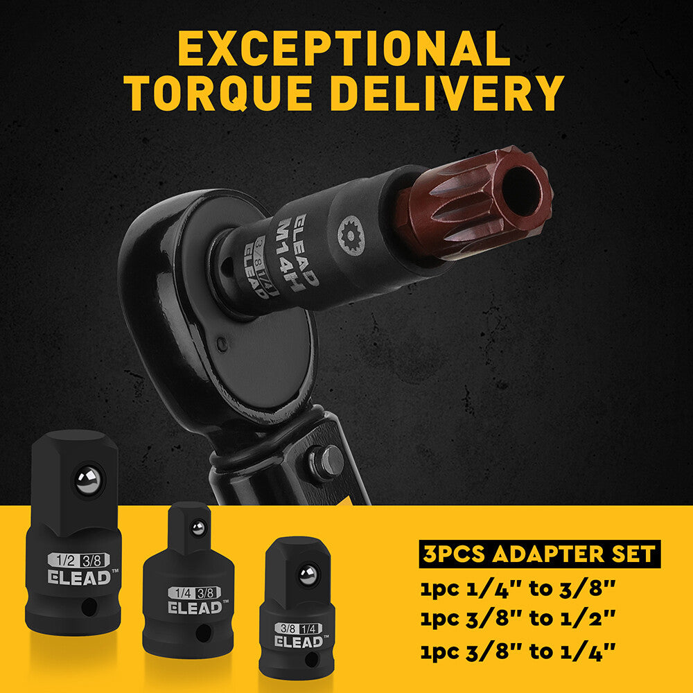 ELEAD 13-Piece Spline Bit Socket Set with S2 Alloy Steel and CR-V, Includes 3 Adapters for Versatile Applications