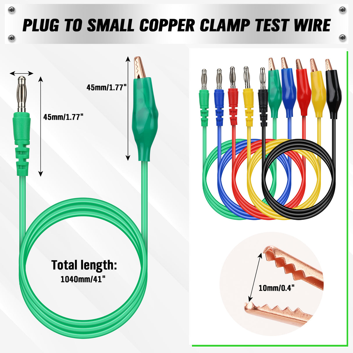 SWANLAKE 43-piece back probe test lead kit with silicone wires, multicolour probe pins, alligator clips, and banana plug connectors for diagnostic testing.