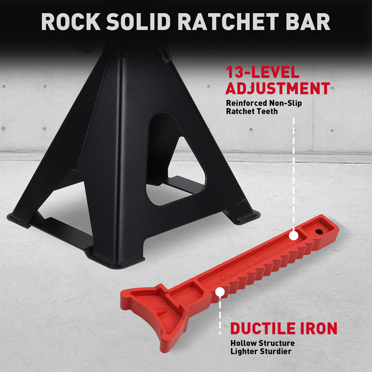 Horusdy 6-Ton car jack stand with double safety locking system, heavy-duty vehicle support, adjustable height