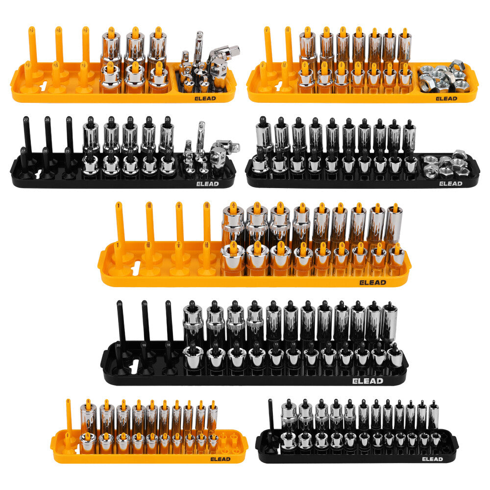 "ELEAD Magnetic Socket Organizer Tray Set for Efficient Tool Storage and Wall Mounting