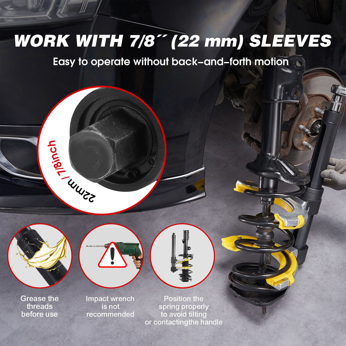 Professional coil spring compressor kit with heavy-duty components for automotive suspension repair