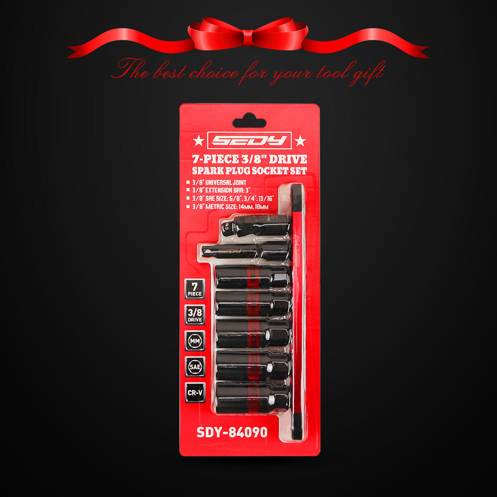 Professional 7-piece spark plug socket set with magnetic rail, 6-point design & corrosion-resistant finish - HORUSDY Australia