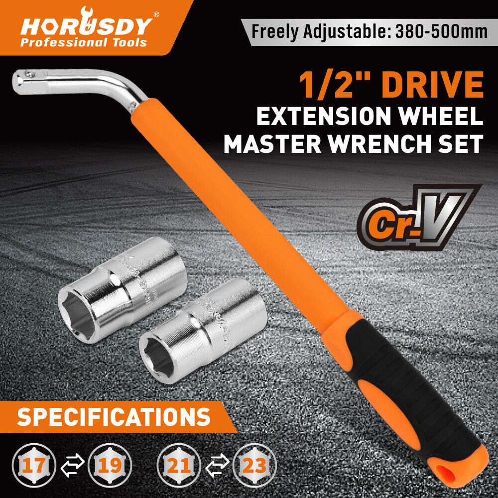 Adjustable telescopic wheel wrench set for car tire repair & industrial use - HORUSDY Professional Tools Australia