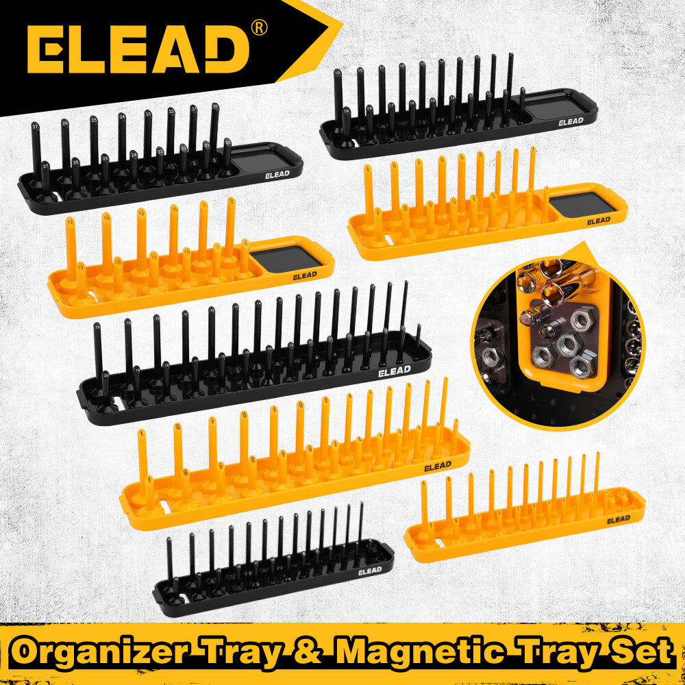 "ELEAD Magnetic Socket Organizer Tray Set for Efficient Tool Storage and Wall Mounting