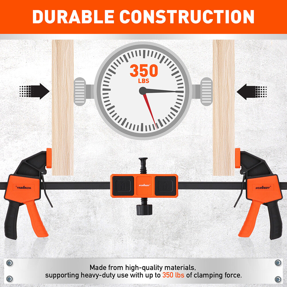 HORUSDY clamp connector with leveling bubble, universal fit for 6mm x 18mm L-bar clamps, 350lbs force, woodworking tool extension