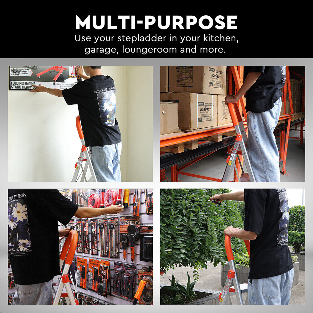 HORUSDY MultiPurpose Aluminium Folding Step Ladder | 3/4/5/6 Steps | Portable for Household Use