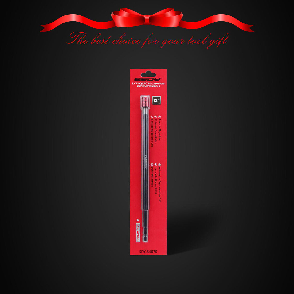 Sedy 300mm heavy-duty magnetic drill bit extension holder with quick release and Cr-V steel, ideal for power tools and precision drilling