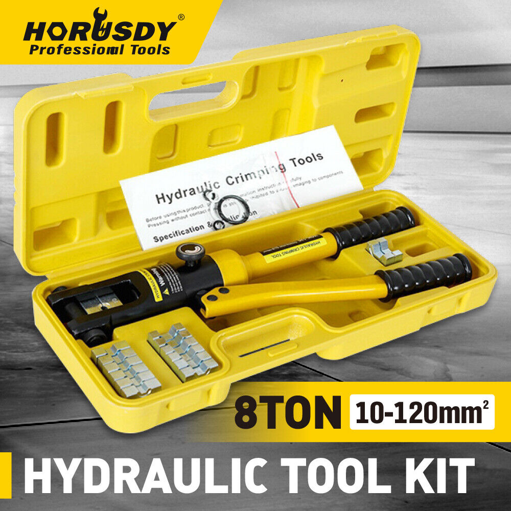 HORUSDY 8 Ton Hydraulic Crimper Cable Lugs Wire Force Crimping Tool Kit AU