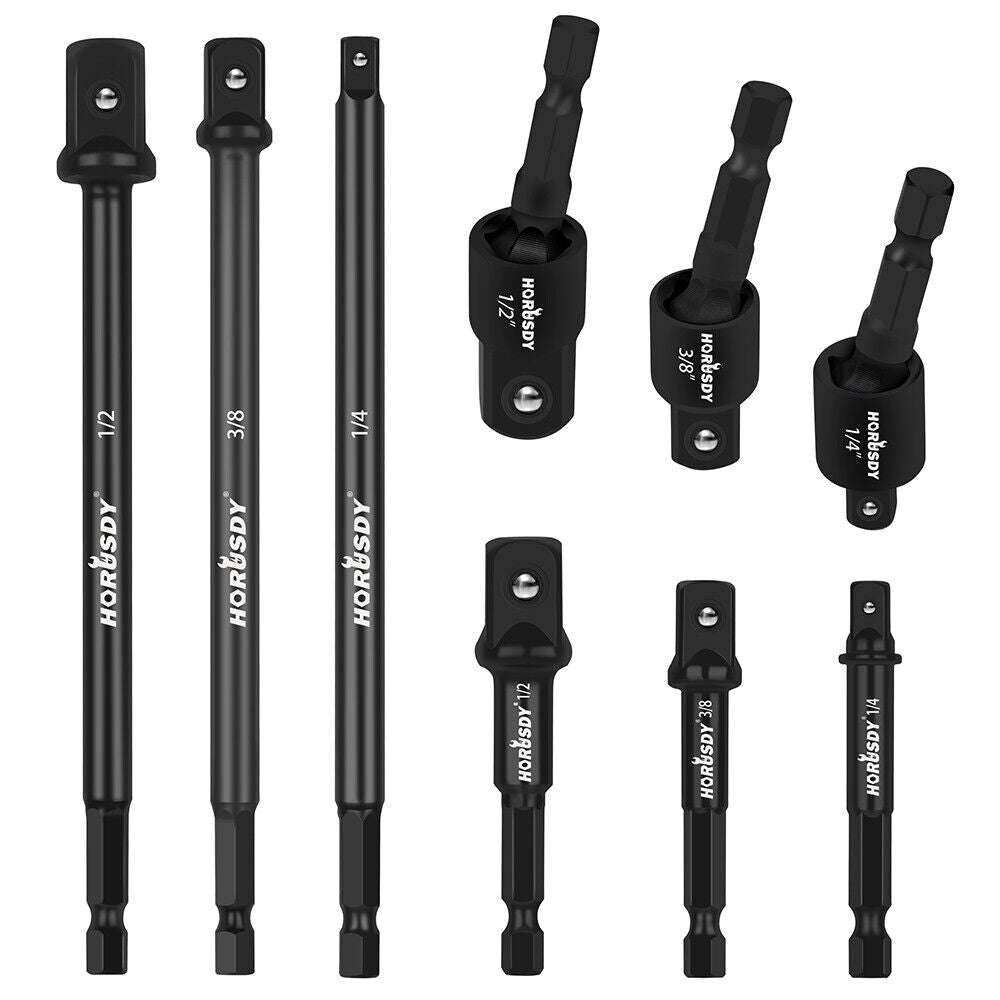 Heavy-duty 1/4" hex impact socket adapter set with 360° rotation - HORUSDY Professional Tools Australia