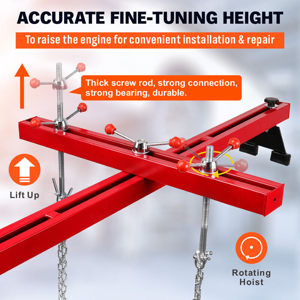 Heavy duty double-deck engine support bar with 500 KG load capacity for engine transmission repairs