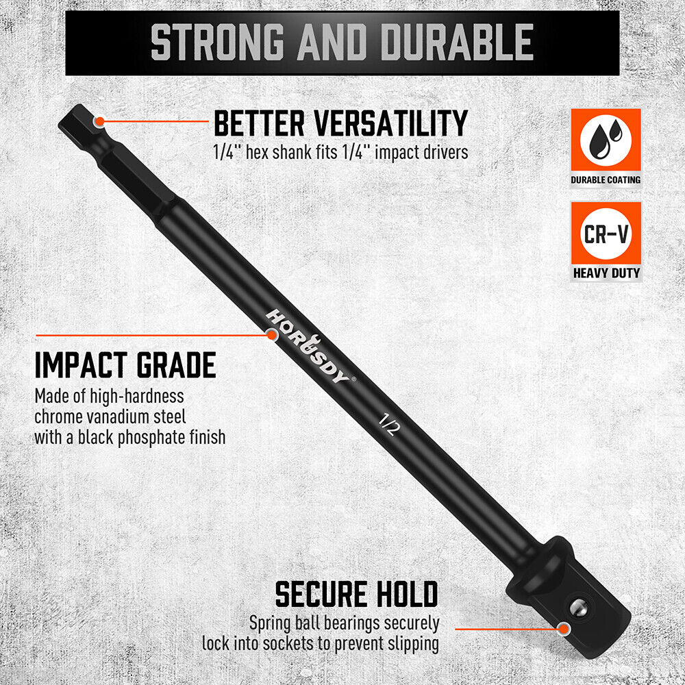 Heavy-duty 1/4" hex impact socket adapter set with 360° rotation - HORUSDY Professional Tools Australia