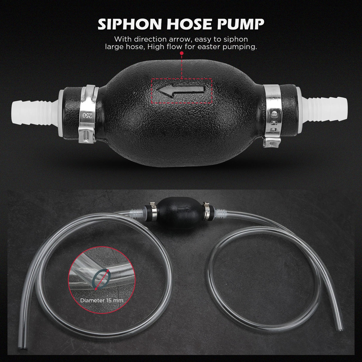 Non-spill coolant filling funnel kit with universal adapters, siphon hose pump, and precise filling features, designed for automotive and machinery use.