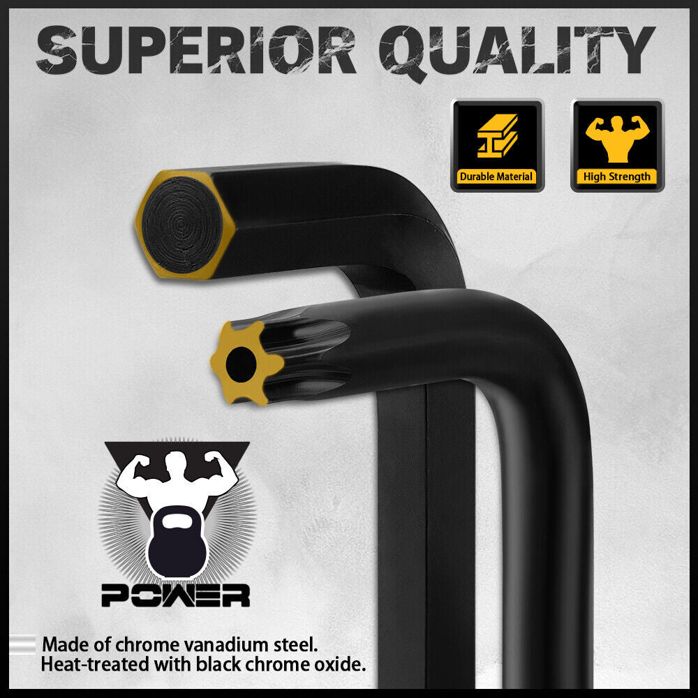 "41-piece hex and torx key allen wrench set with T-handle, featuring metric and SAE sizes, ideal for mechanics and DIY enthusiasts."