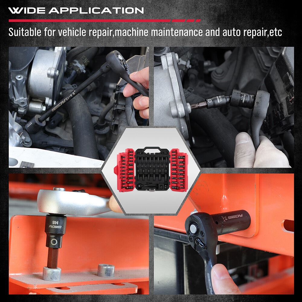 SEDY 39-Piece Torx & Hex Bit Master Impact Socket Set with S2 Alloy Steel for Automotive and Machine Repair