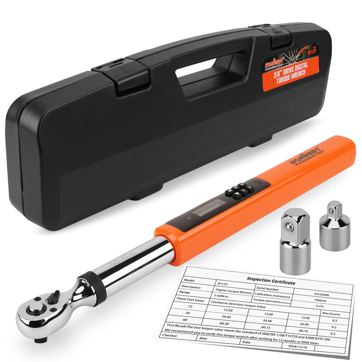 Professional digital torque wrench with bidirectional measurement, 4-unit switching & ISO-certified calibration - HORUSDY Tools Australia