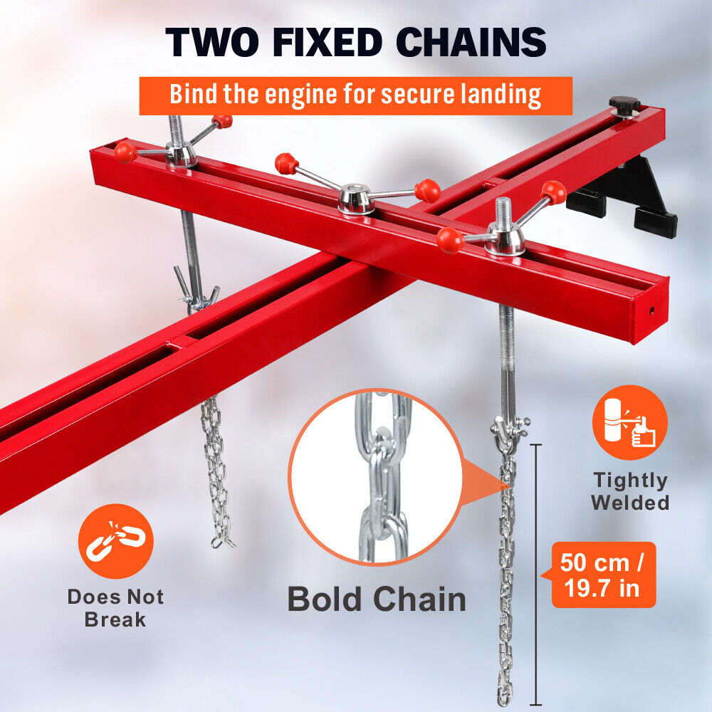 Heavy duty double-deck engine support bar with 500 KG load capacity for engine transmission repairs