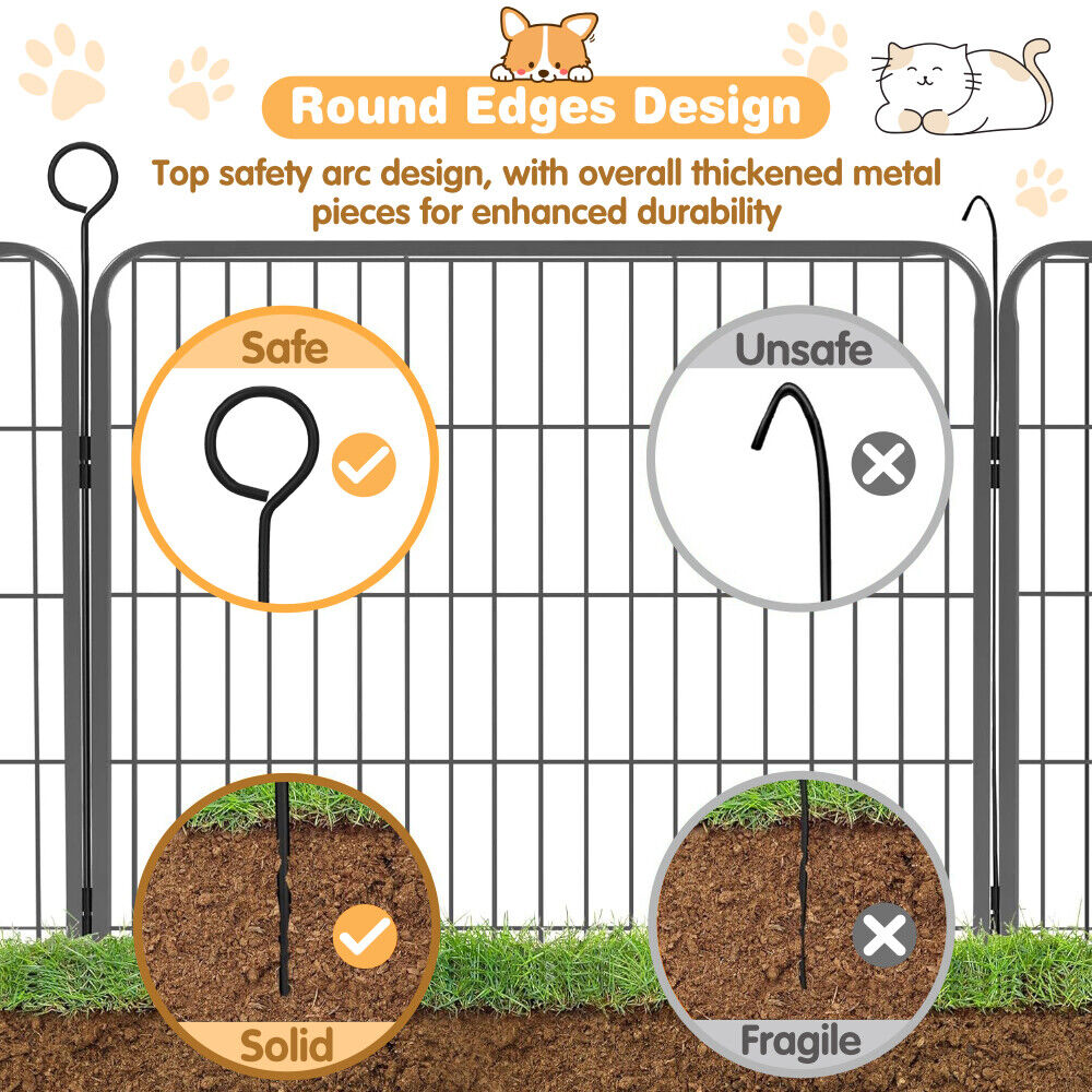 Foldable and adjustable metal pet playpen with 8 panels for indoor and outdoor use, suitable for small to large pets.