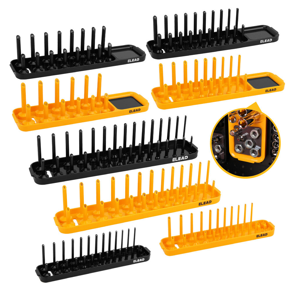 "ELEAD Magnetic Socket Organizer Tray Set for Efficient Tool Storage and Wall Mounting