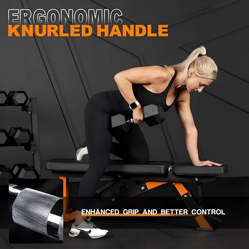 350 lb or 450 lb hex dumbbell set with 3-tier storage rack, anti-roll heads and knurled handles for home gym strength training