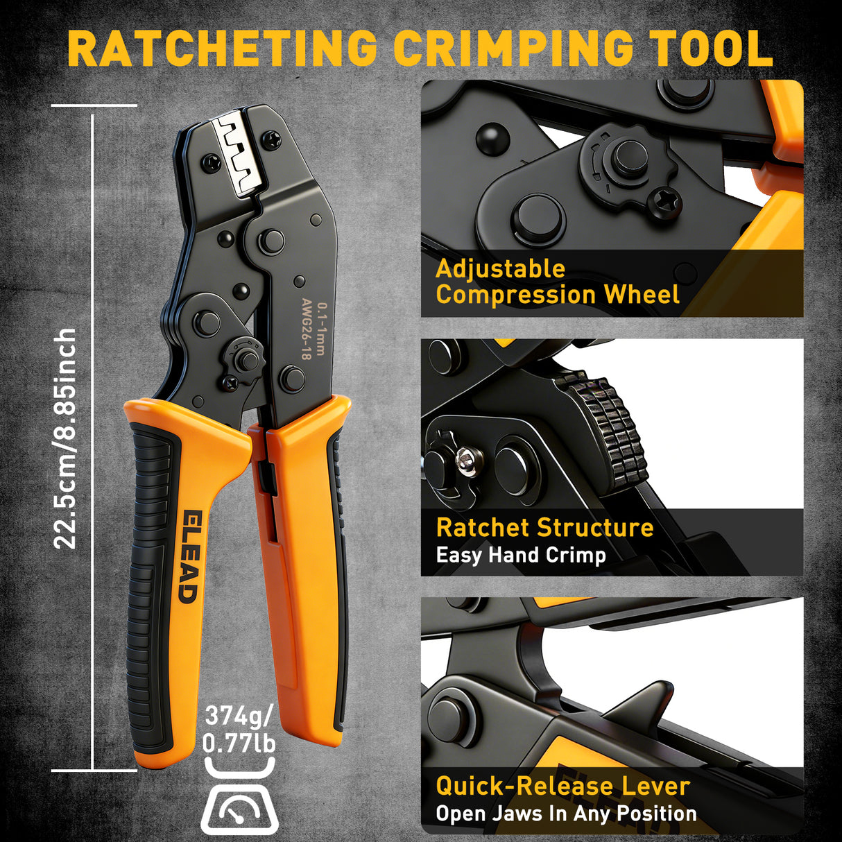 ELEAD 2020PCS Electronic Terminal Kit with Ratcheting Crimping Tool, XH 2.54mm Connector Set, Wire Crimp Terminals Kit for Electronics, Automotive Wiring & DIY
