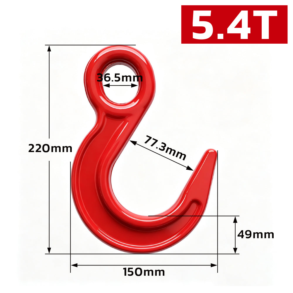 large opening eye hook with heavy-duty powder-coated finish for rigging, lifting, cargo securement and material handling