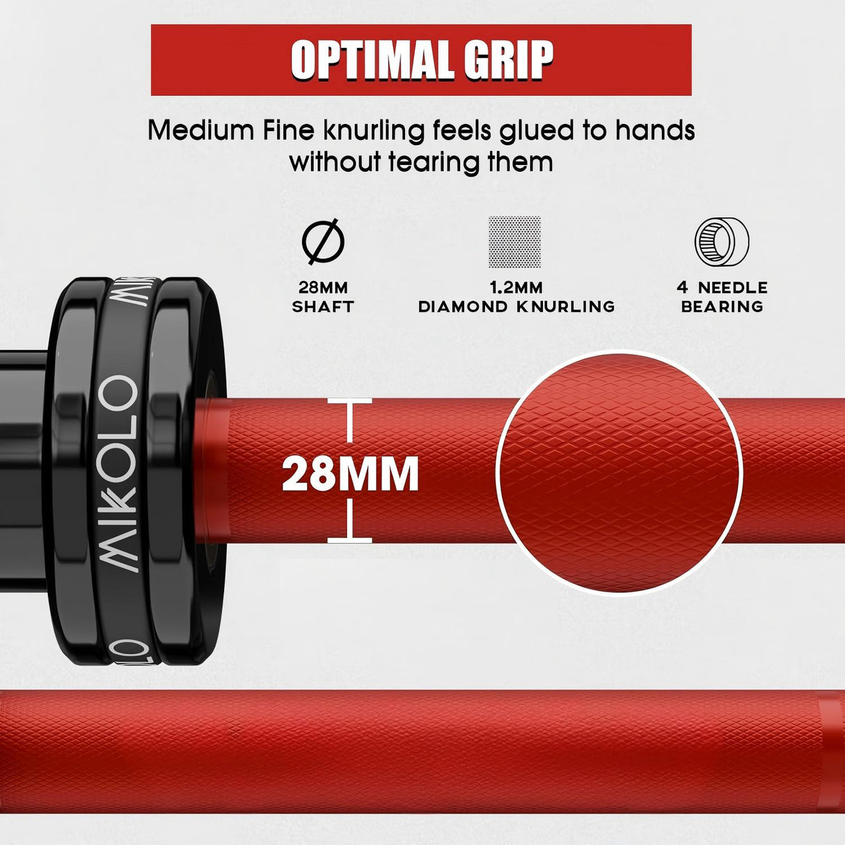6FT and 7FT Olympic barbell bars with 2-inch sleeves, 28mm knurled shafts and rotating sleeves for home gym strength training