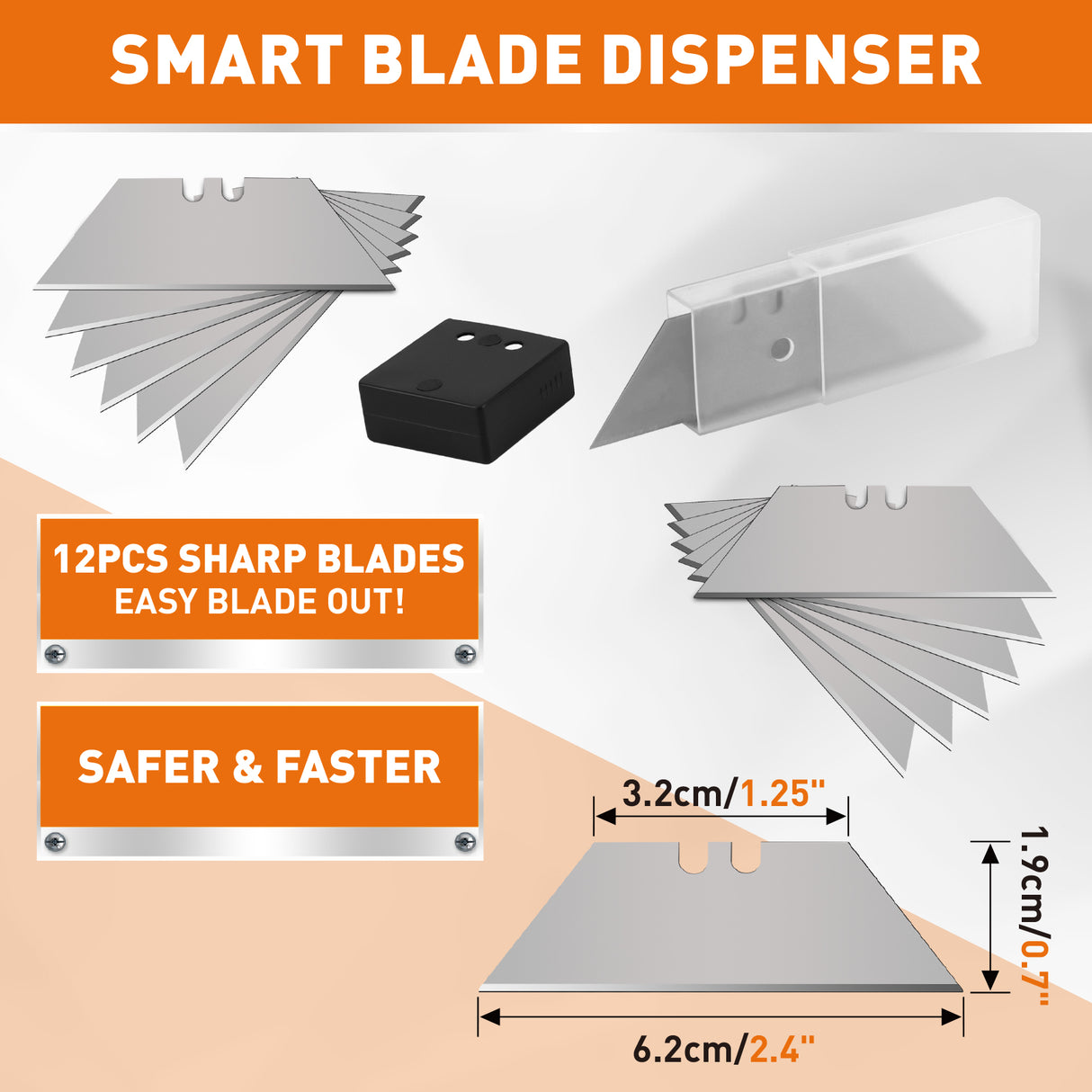 4Pc Folding Utility Knife Set | Quick-Change Box Cutter with 10 Extra Blades | Includes Storage Bag