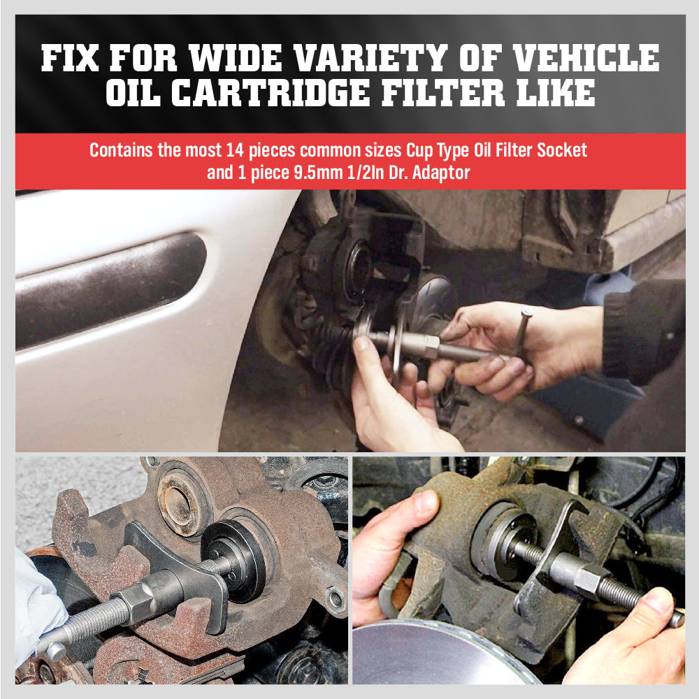 HORUSDY 21-Piece Disc Brake Caliper Wind Back Tool Kit with magnetic spindle and case, ideal for retracting brake pistons and replacing brake pads