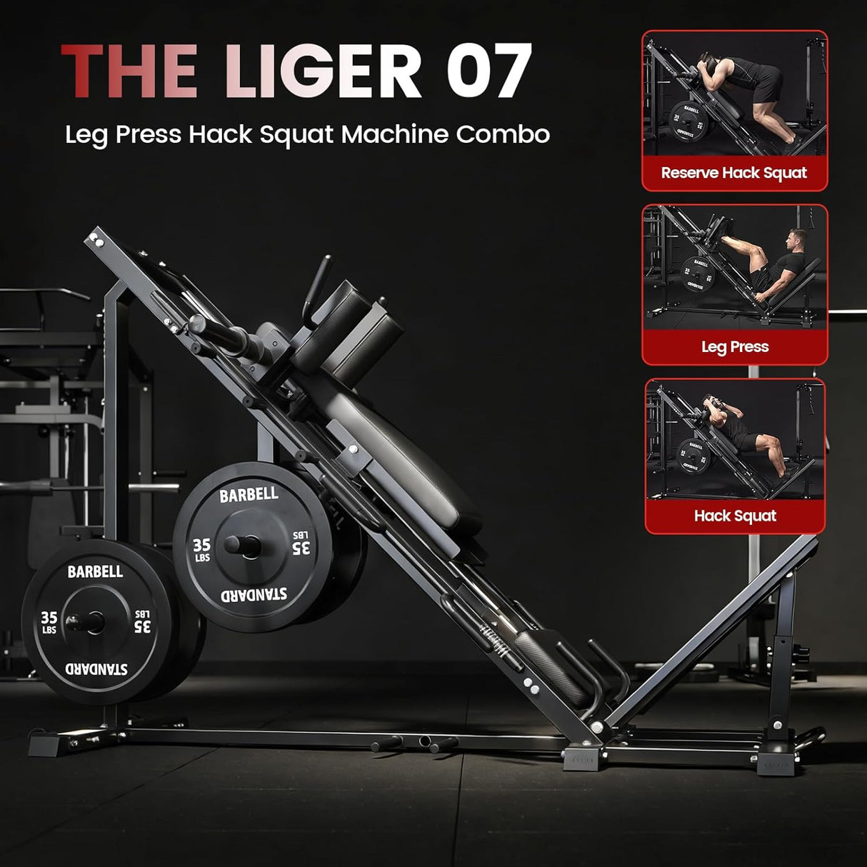 leg press hack squat machine combo 45 degree home gym equipment with bearing system adjustable safety stops heavy duty steel frame 900lbs capacity