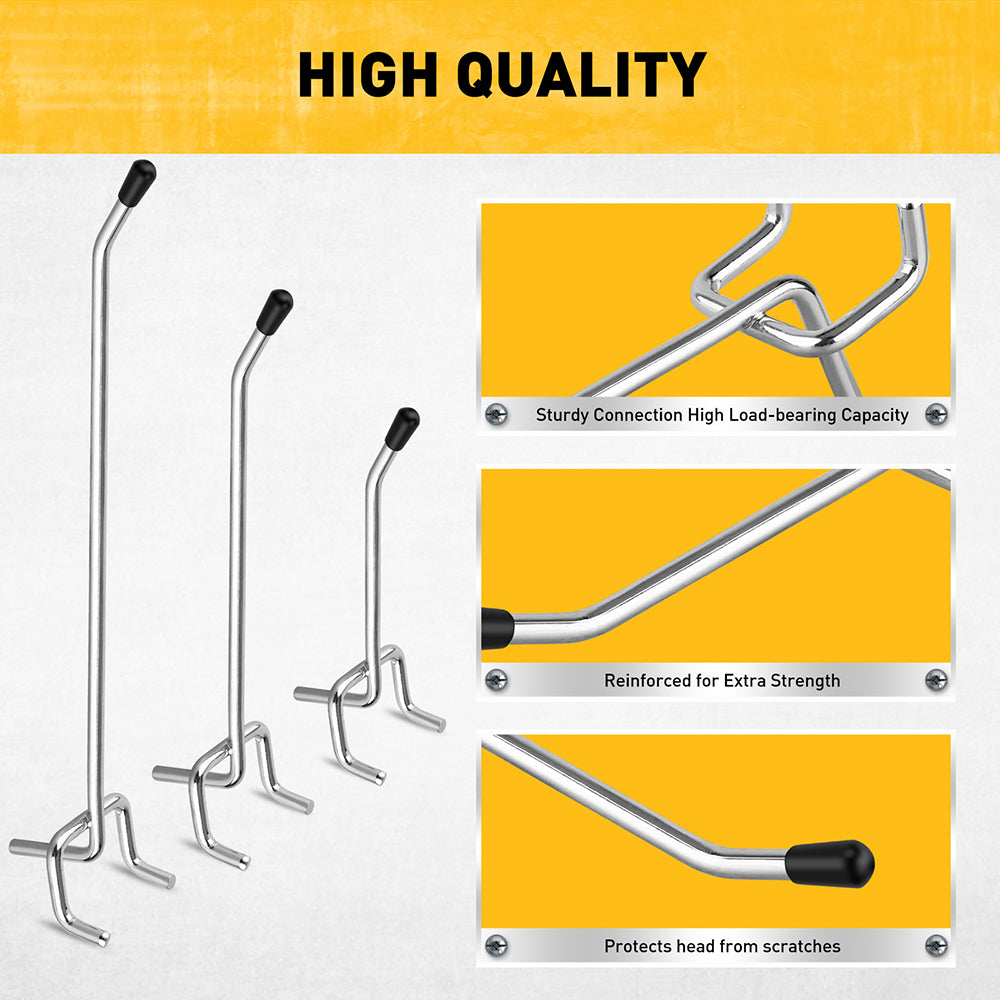 ELEAD 66-piece pegboard hook set with 2-inch, 4-inch, and 6-inch metal hooks for garage and workshop wall tool storage