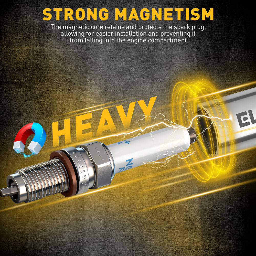 8-piece swivel magnetic spark plug socket set with CR-V steel and 360-degree rotation