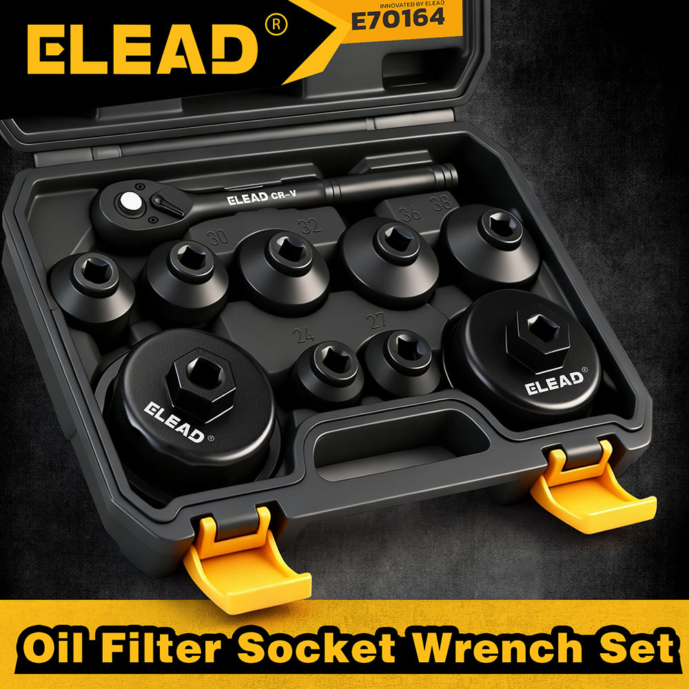 10-piece 3/8 inch oil filter cap removal tool set with metric sockets and ratchet