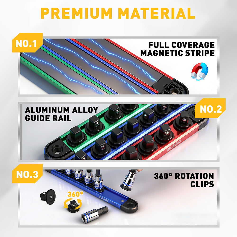 ELEAD 3/8 inch drive 21 piece hex and torx bit socket set with magnetic rails, metric and SAE allen bits for automotive and mechanical use