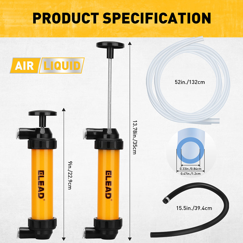 manual siphon transfer pump kit for air and liquid with hoses and adapters