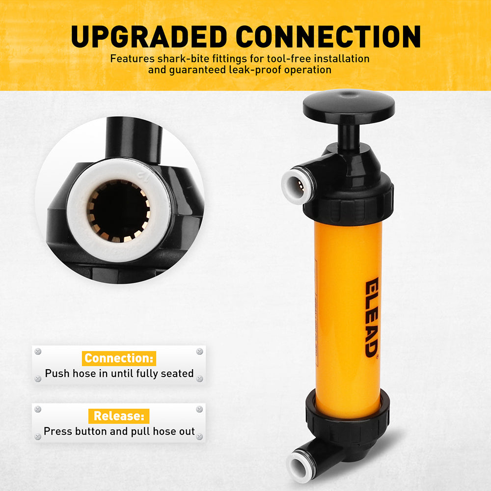 manual siphon transfer pump kit for air and liquid with hoses and adapters