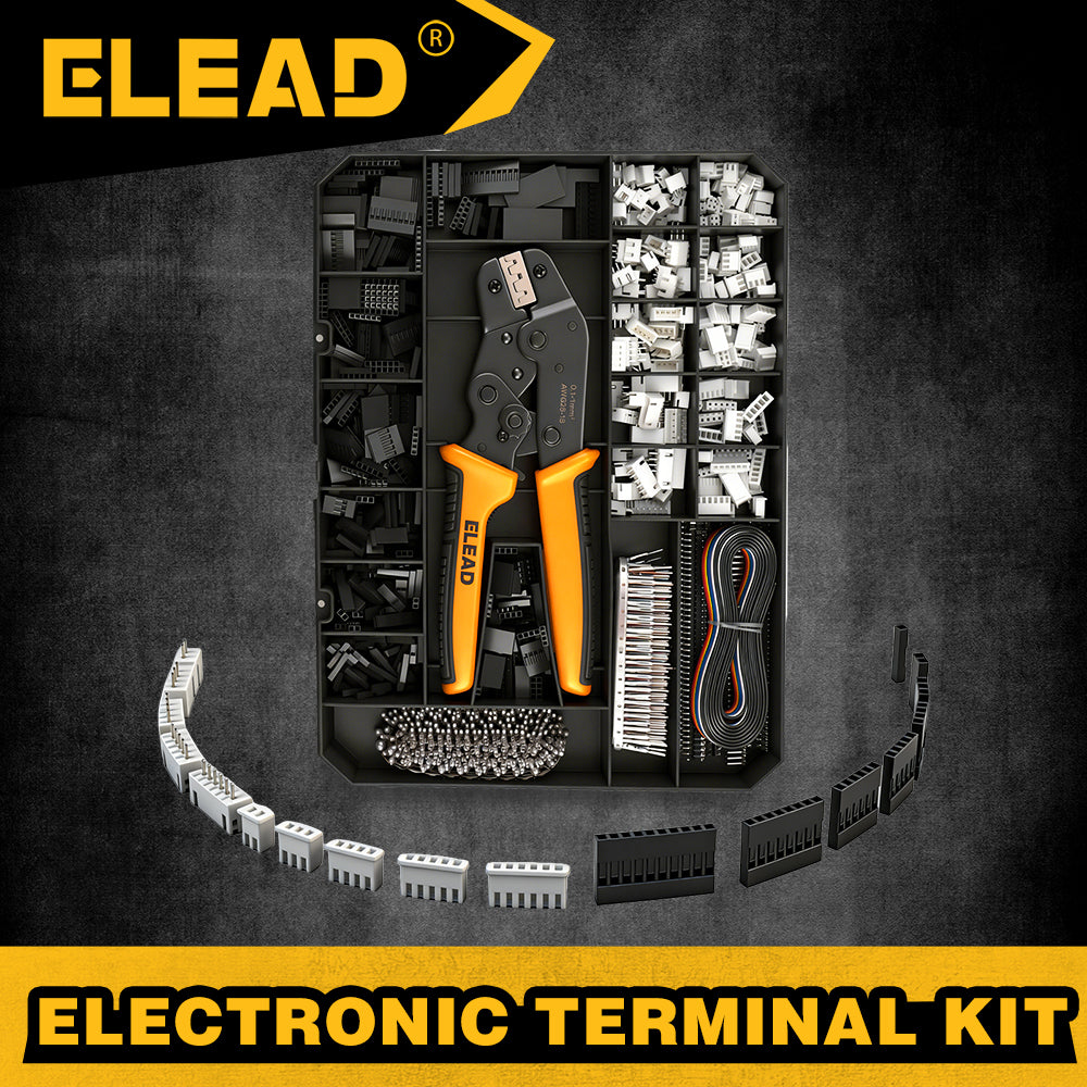 ELEAD 2020 piece electronic terminal kit with ratcheting crimping tool, XH 2.54mm connectors, male and female pin terminals, wiring connector set for electronics repair and automotive wiring